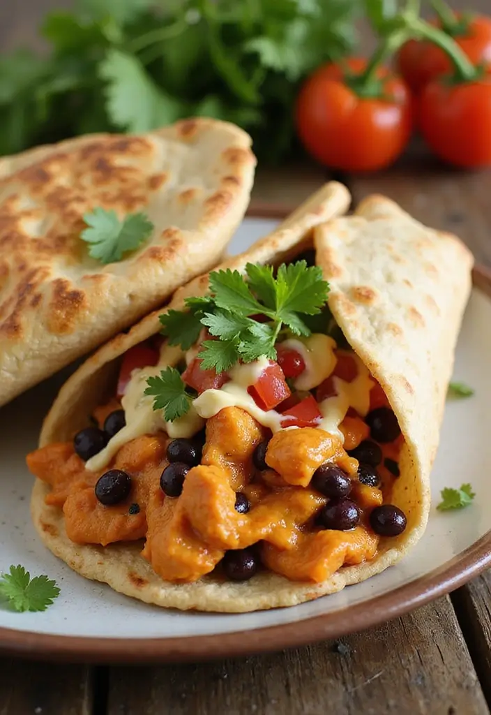 28 Healthy Buffalo Chicken Wraps That Are Spicy and Clean - 11. Buffalo Chicken and Black Bean Wrap