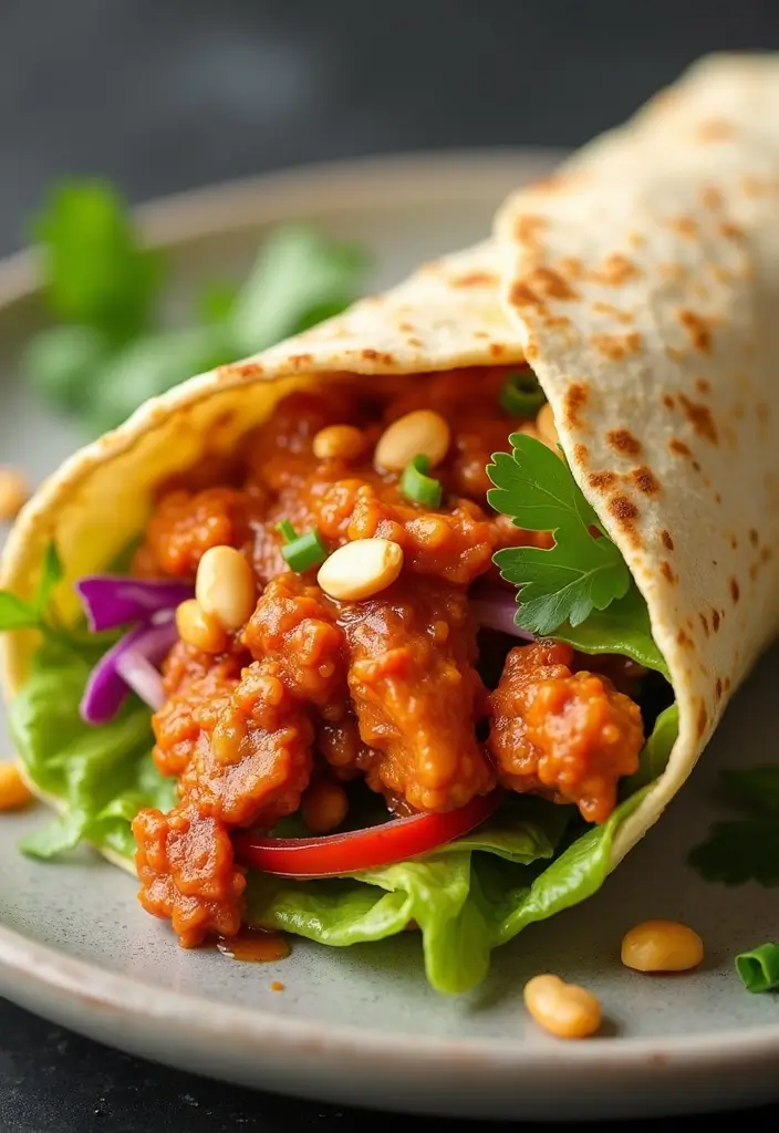 28 Healthy Buffalo Chicken Wraps That Are Spicy and Clean - 12. Spicy Thai Buffalo Chicken Wrap