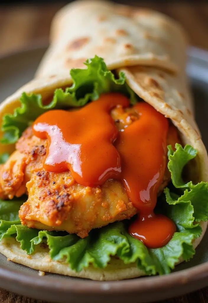 28 Healthy Buffalo Chicken Wraps That Are Spicy and Clean - 13. Buffalo Chicken Wrap with Sriracha Sauce