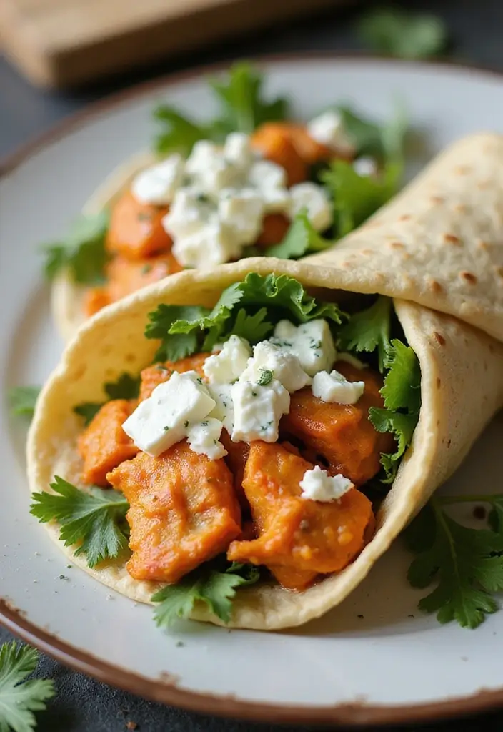 28 Healthy Buffalo Chicken Wraps That Are Spicy and Clean - 22. Buffalo Chicken Wrap with Creamy Blue Cheese