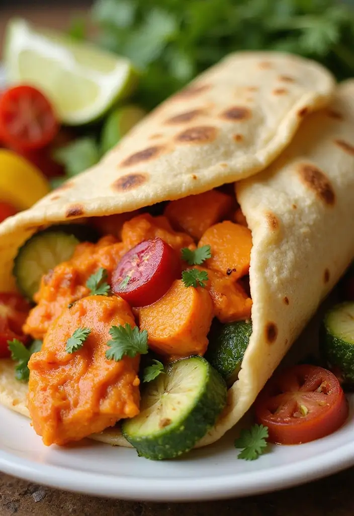28 Healthy Buffalo Chicken Wraps That Are Spicy and Clean - 23. Buffalo Chicken Wrap with Roasted Vegetables