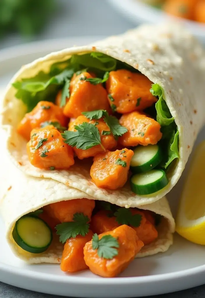 28 Healthy Buffalo Chicken Wraps That Are Spicy and Clean - 27. Buffalo Chicken Wrap with Cucumber and Dill