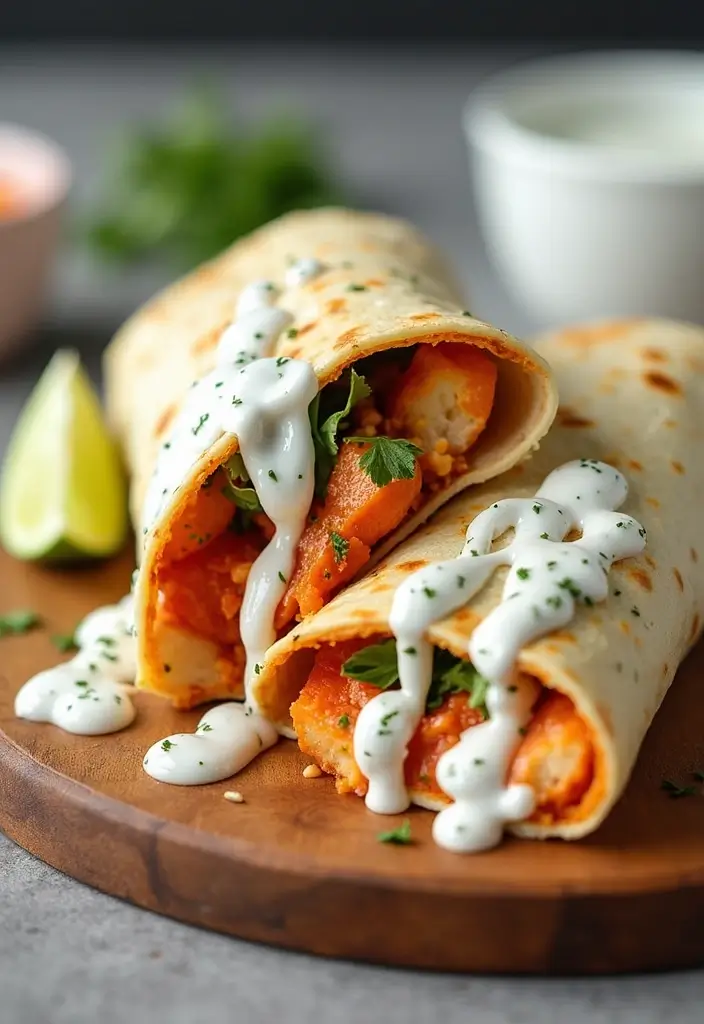28 Healthy Buffalo Chicken Wraps That Are Spicy and Clean - 3. Buffalo Chicken Wrap with Greek Yogurt Ranch