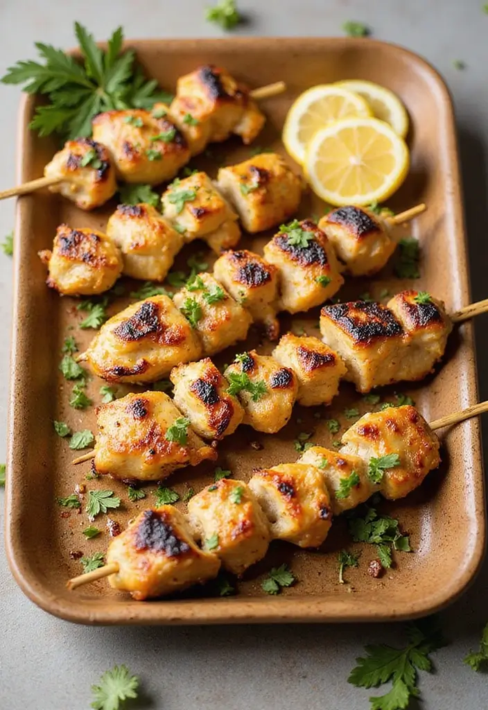 28 Healthy Chicken Lunch Recipes That Travel Well - 12. Lemon Garlic Chicken Skewers