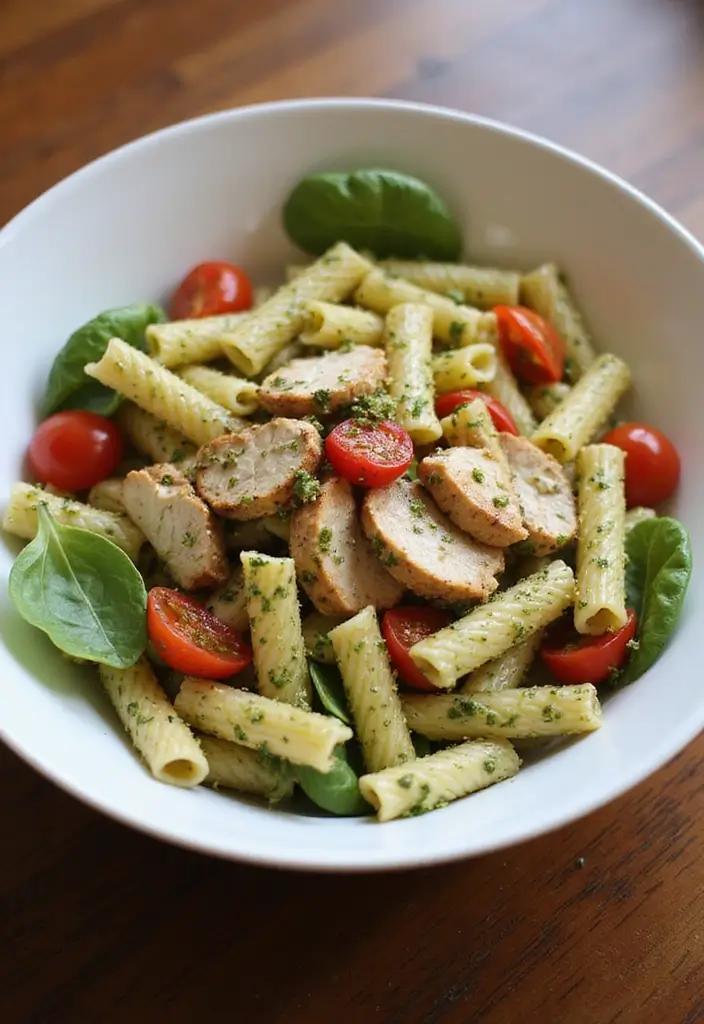 28 Healthy Chicken Lunch Recipes That Travel Well - 15. Pesto Chicken Pasta Salad