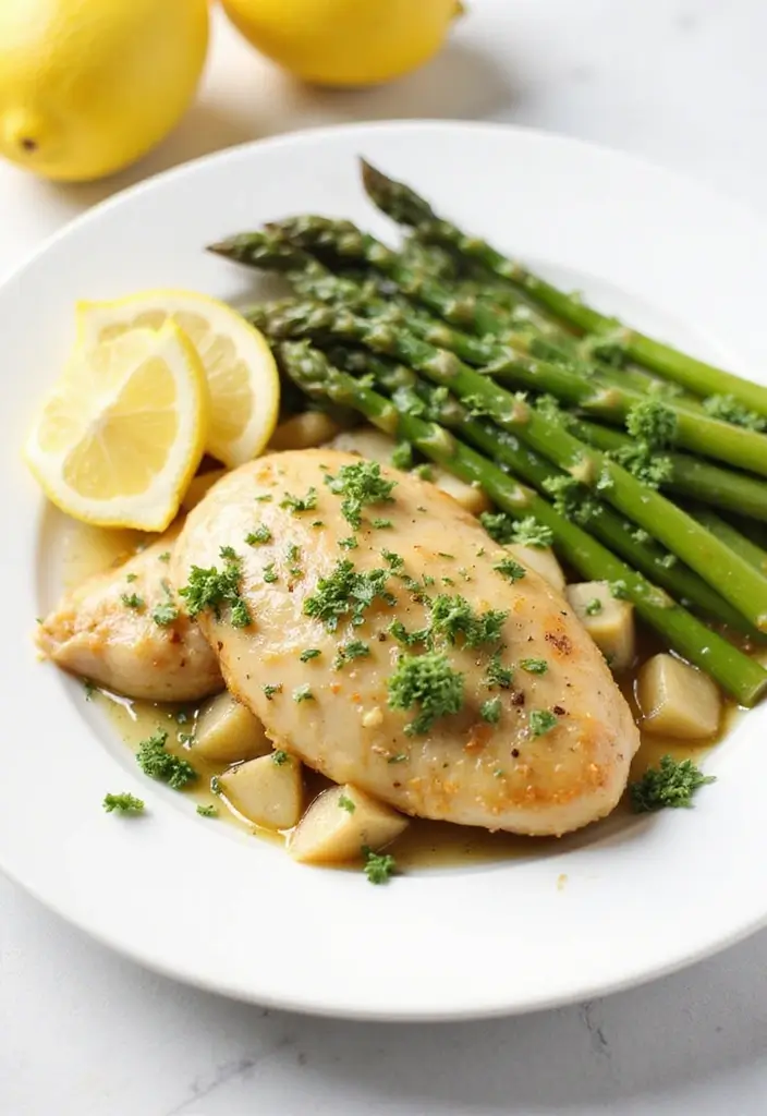 28 Healthy Chicken Lunch Recipes That Travel Well - 19. Garlic Lemon Chicken and Asparagus