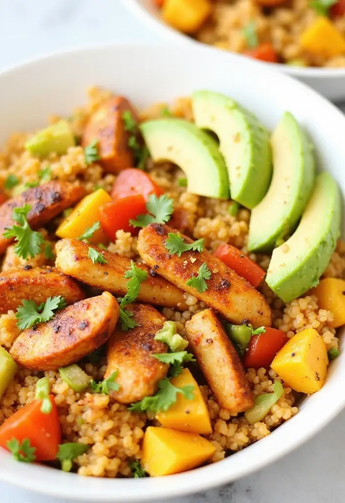 28 Healthy Chicken Lunch Recipes That Travel Well - 2. Spicy Chicken Quinoa Bowls