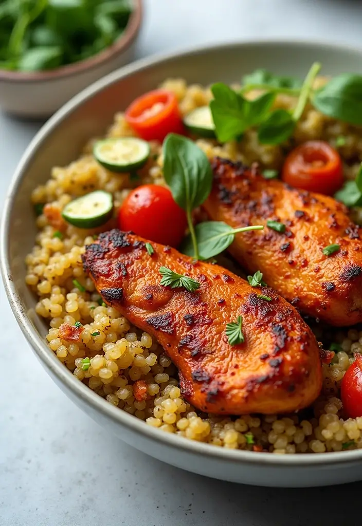 28 Healthy Chicken Lunch Recipes That Travel Well - 22. Harissa Chicken Bowls