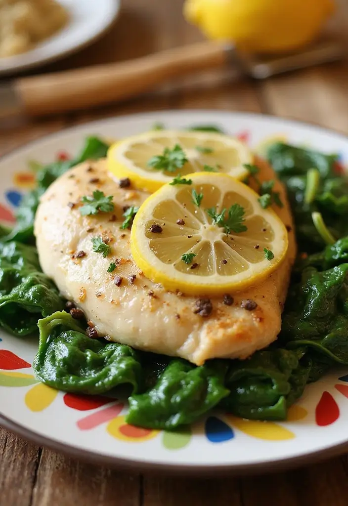 28 Healthy Chicken Piccata Recipes That are Light and Lemony - 16. Lemon Caper Chicken Piccata with Spinach