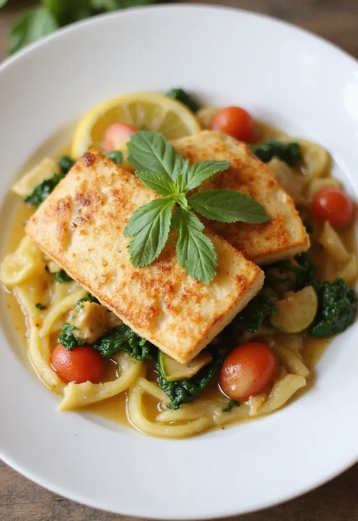 28 Healthy Chicken Piccata Recipes That are Light and Lemony - 25. Lemon Tofu Chicken Piccata (Vegetarian Option)