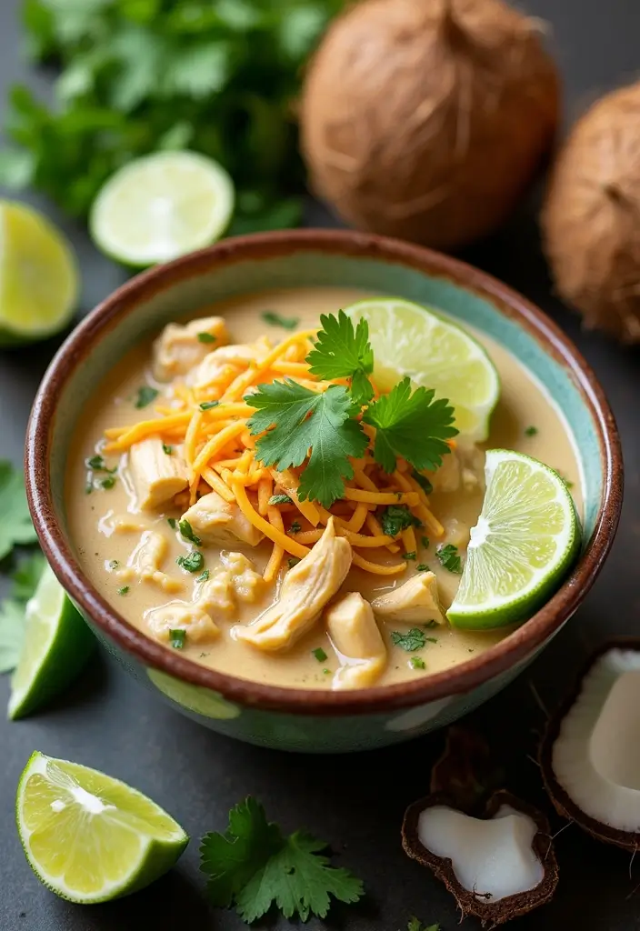 28 Healthy Chicken Tortilla Soup Crock Pot Recipes That Cook Themselves - 11. Coconut Chicken Tortilla Soup