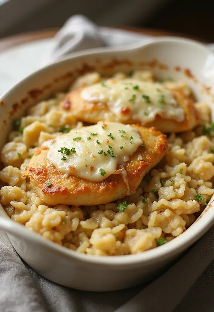 28 Healthy Chicken and Rice Casserole Recipes That Comfort - 17. Garlic Parmesan Chicken and Rice Casserole