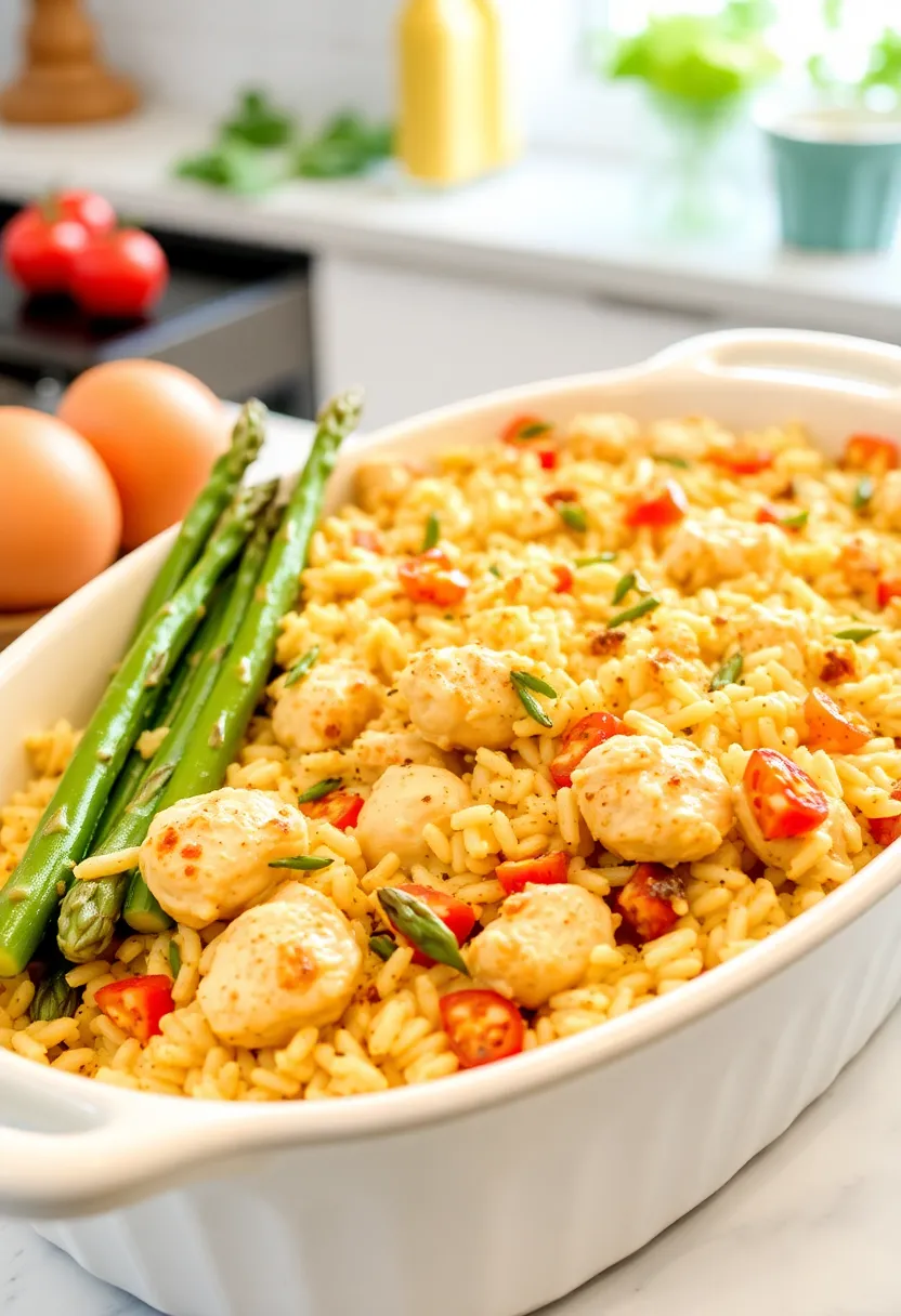 28 Healthy Chicken and Rice Casserole Recipes That Comfort - 22. Chicken and Rice Casserole with Asparagus