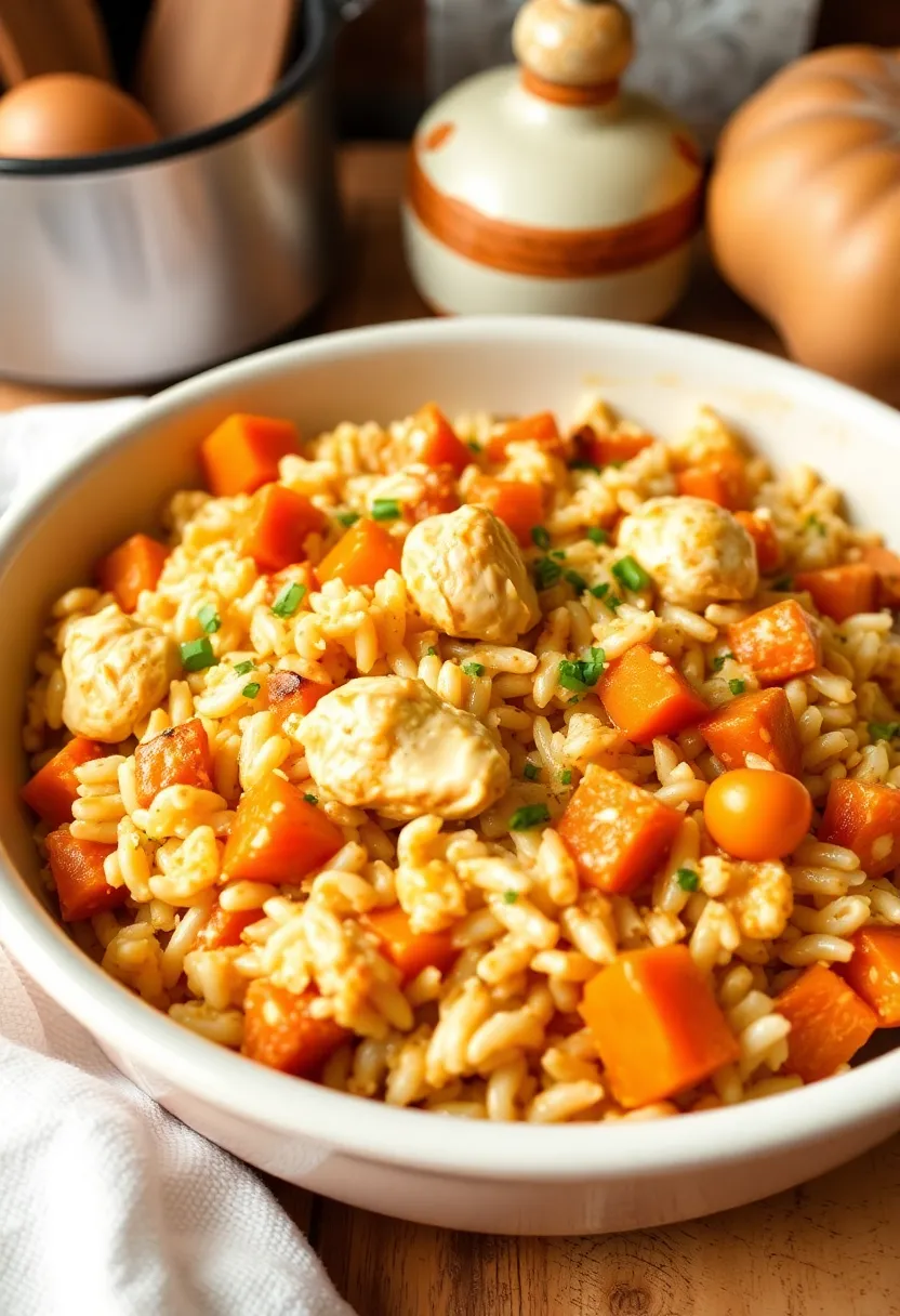 28 Healthy Chicken and Rice Casserole Recipes That Comfort - 25. Chicken and Rice Casserole with Sweet Potatoes
