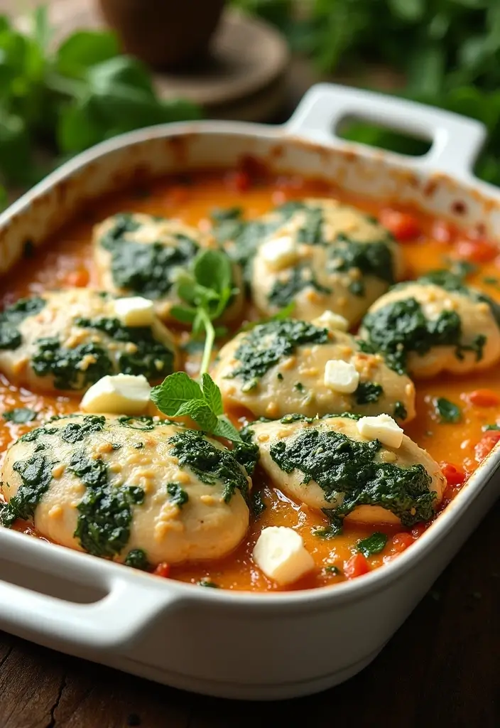 28 Healthy Chicken and Rice Casserole Recipes That Comfort - 5. Spinach and Feta Chicken Casserole