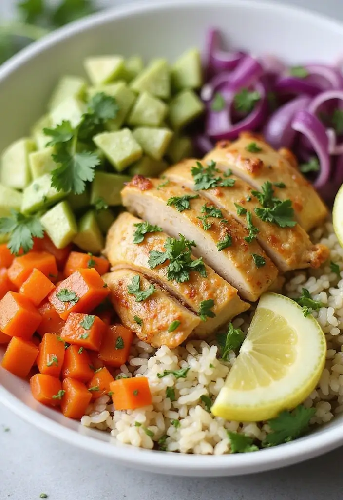 28 Healthy Lemon Chicken Recipes That Are Fresh and Zingy - 14. Lemon Cilantro Chicken Bowls