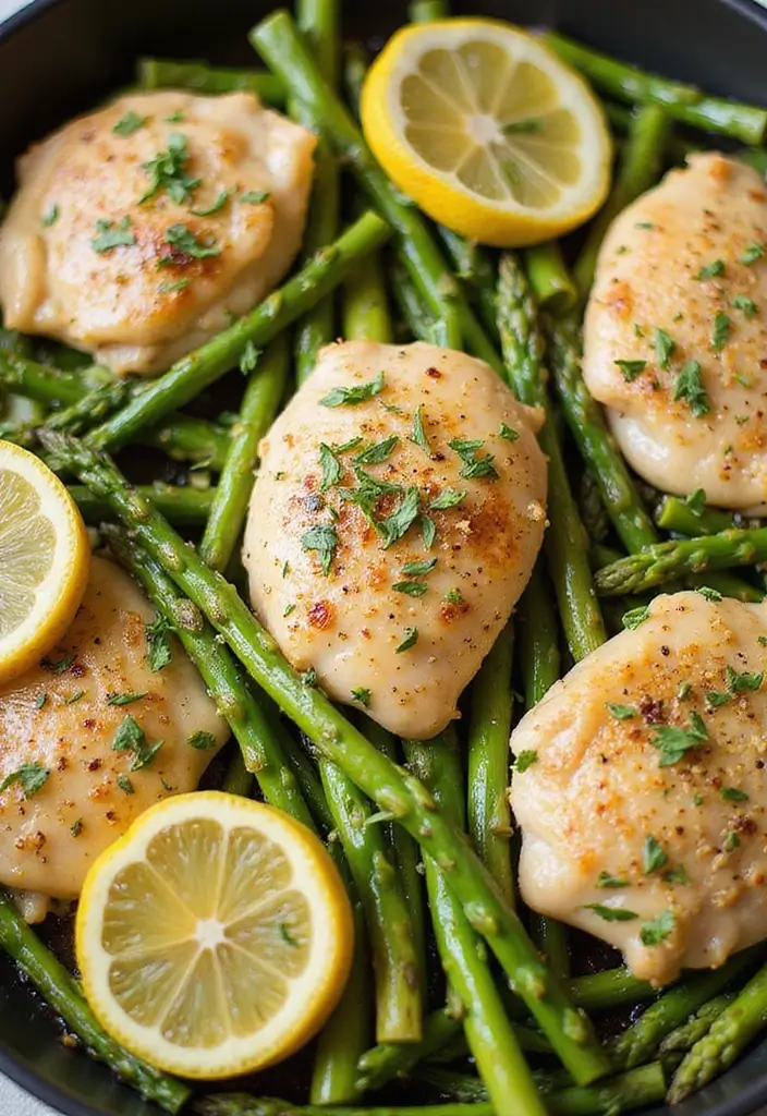 28 Healthy Lemon Chicken Recipes That Are Fresh and Zingy - 4. One-Pan Lemon Chicken and Asparagus