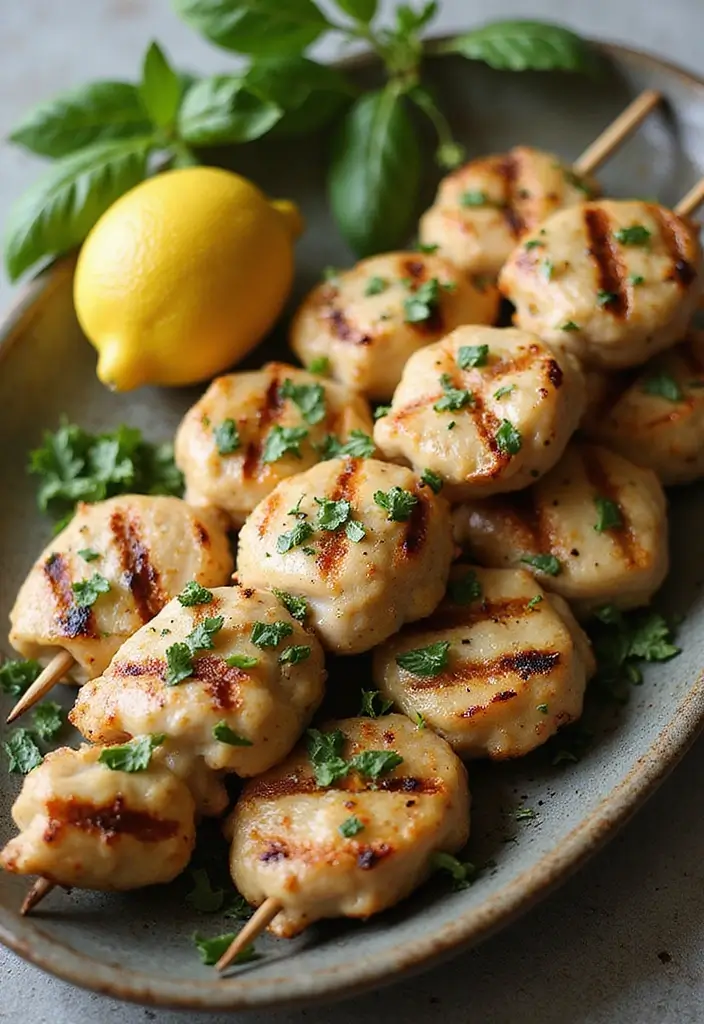 28 Healthy Lemon Chicken Recipes That Are Fresh and Zingy - 5. Lemon Basil Chicken Skewers