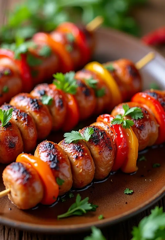 28 Healthy Low Carb Recipes That Don’t Sacrifice Taste - 26. Spicy Sausage and Peppers Skewers