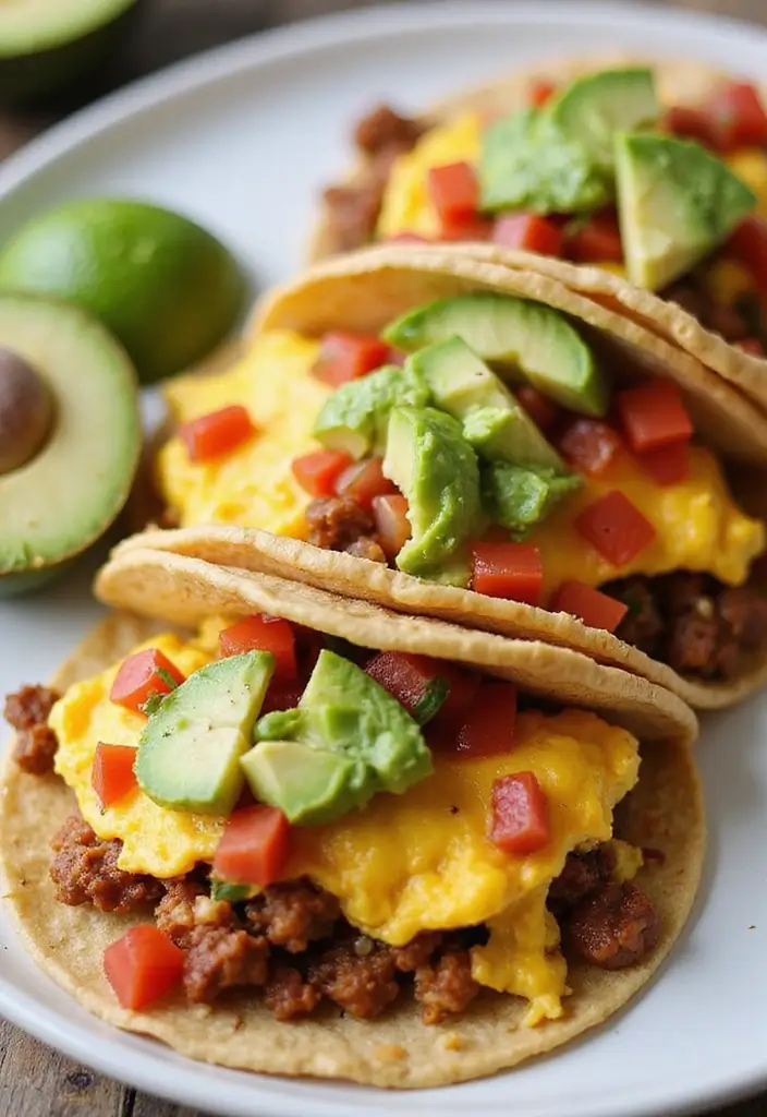 28 Healthy Mexican Dinner Recipes That Are Fresh and Zesty - 28. Chorizo and Egg Breakfast Tacos