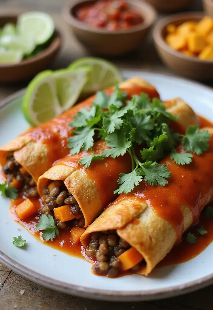 28 Healthy Mexican Dinner Recipes That Are Fresh and Zesty - 5. Spicy Lentil and Sweet Potato Enchiladas