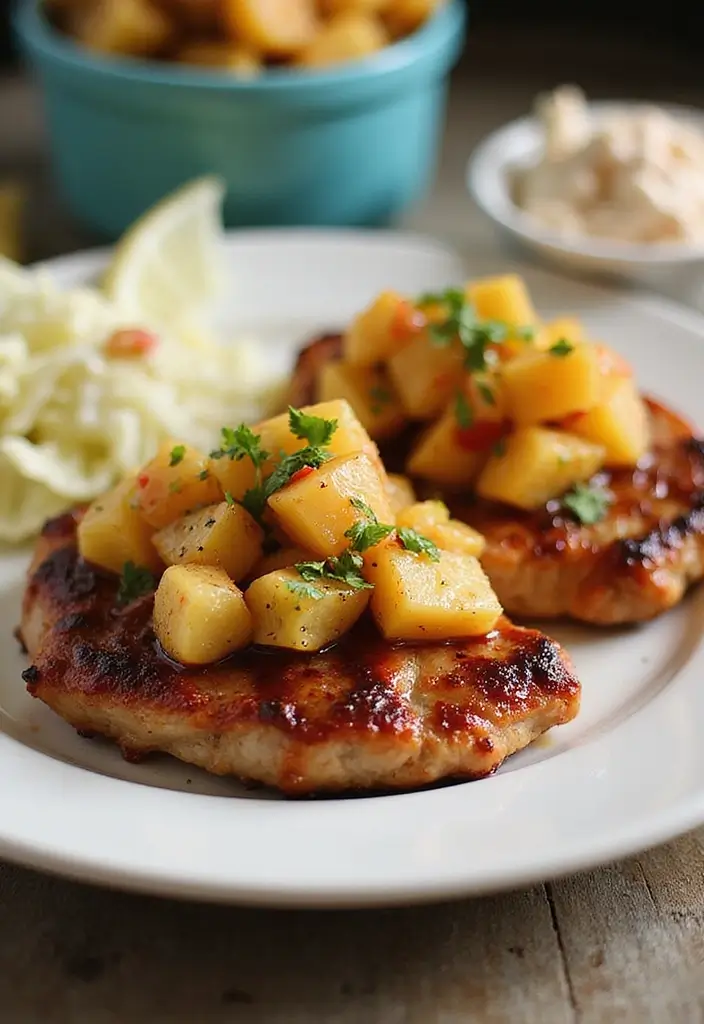 28 Healthy Pork Chop Recipes That Are Juicy and Lean - 26. BBQ Pineapple Salsa Pork Chops