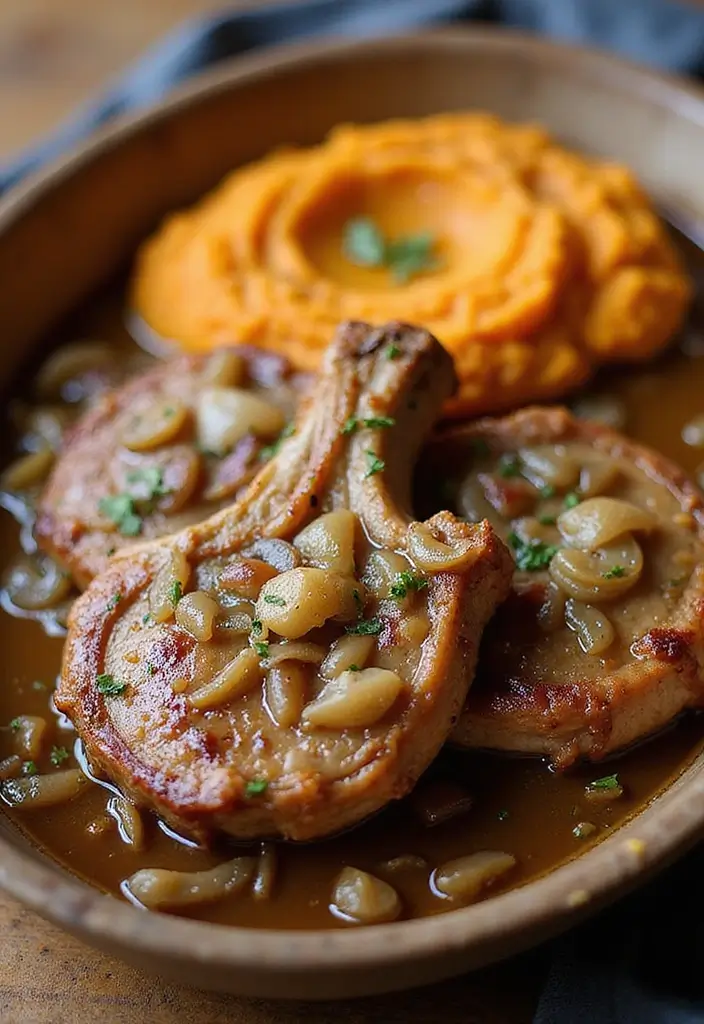 28 Healthy Pork Chop Recipes That Are Juicy and Lean - 4. Apple-Cider Braised Pork Chops