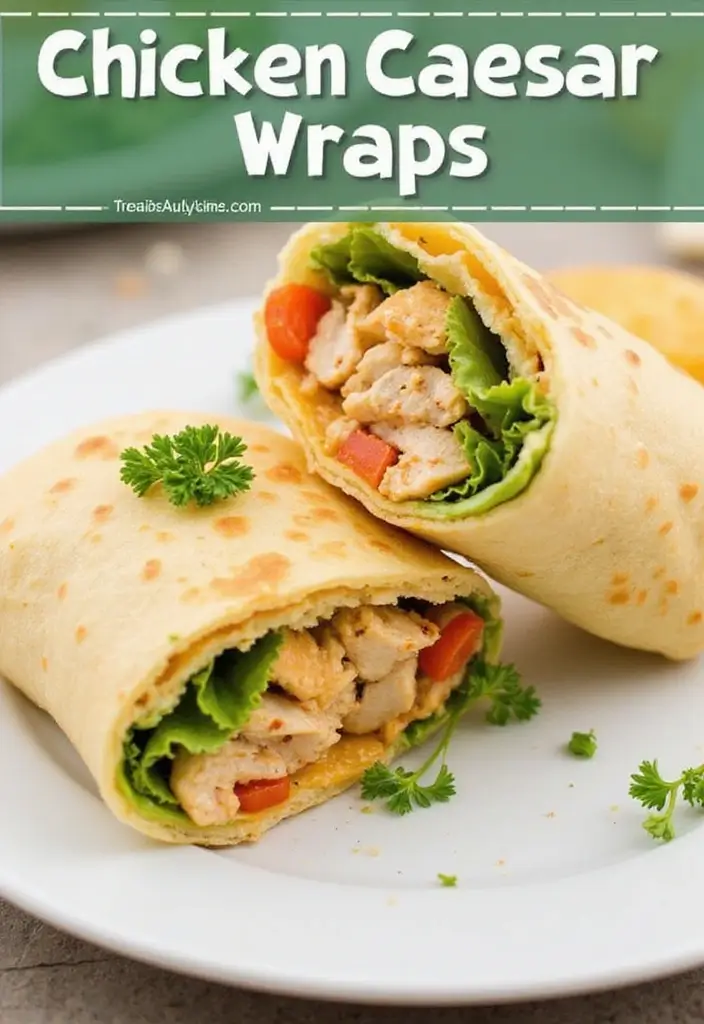 28 Healthy Shredded Chicken Recipes for Meal Prep - 15. Chicken Caesar Wraps