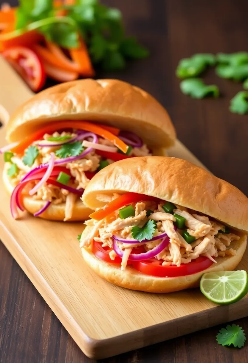 28 Healthy Shredded Chicken Recipes for Meal Prep - 20. Shredded Chicken Banh Mi