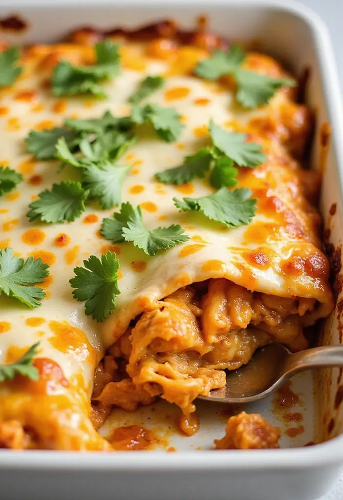 28 Healthy Shredded Chicken Recipes for Meal Prep - 8. Shredded Chicken Enchiladas