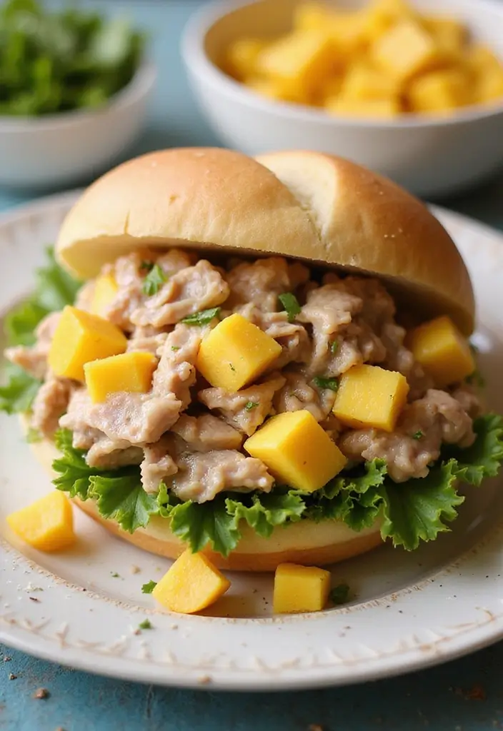 28 Tuna Sandwich Recipes Healthy Lunches You’ll Love - 16. Tuna and Mango Salad Sandwich