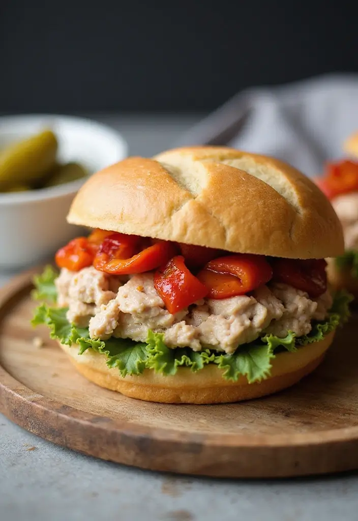 28 Tuna Sandwich Recipes Healthy Lunches You’ll Love - 17. Tuna and Roasted Red Pepper Sandwich