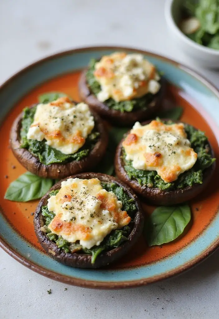 29 Easy Healthy Lunch Recipes You’ll Actually Look Forward To - 3. Spinach & Feta Stuffed Portobello Mushrooms