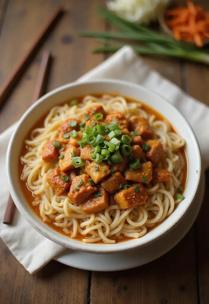 29 Healthy Bang Bang Chicken Recipes That Are Sweet and Spicy - 15. Bang Bang Chicken with Rice Noodles