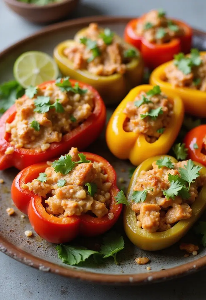 29 Healthy Bang Bang Chicken Recipes That Are Sweet and Spicy - 16. Bang Bang Chicken Stuffed Peppers