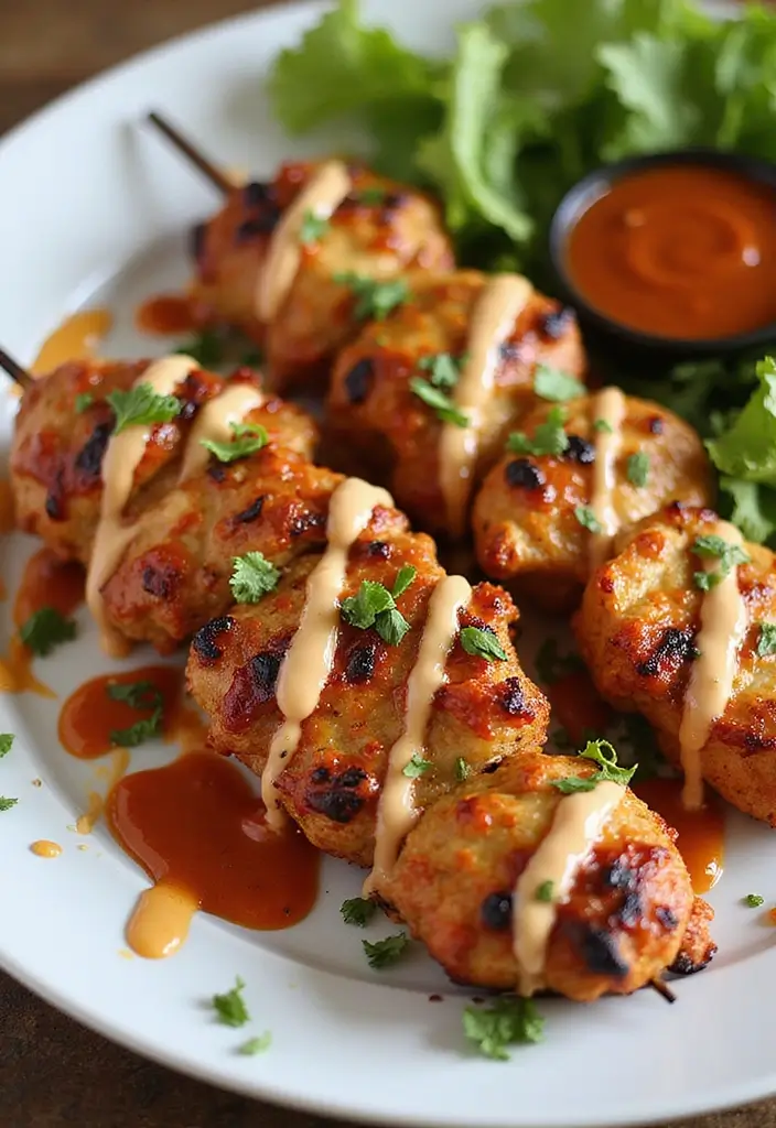 29 Healthy Bang Bang Chicken Recipes That Are Sweet and Spicy - 25. Bang Bang Chicken Skewers