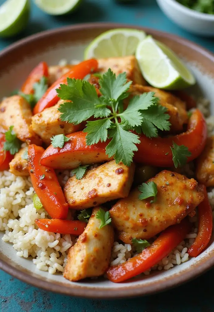 29 Healthy Chicken Burrito Bowl Recipes Full of Protein - 15. Chicken Fajita Bowl