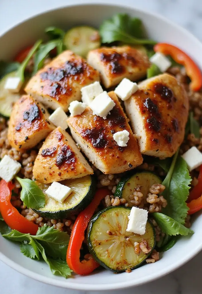 29 Healthy Chicken Burrito Bowl Recipes Full of Protein - 18. Balsamic Chicken Bowl