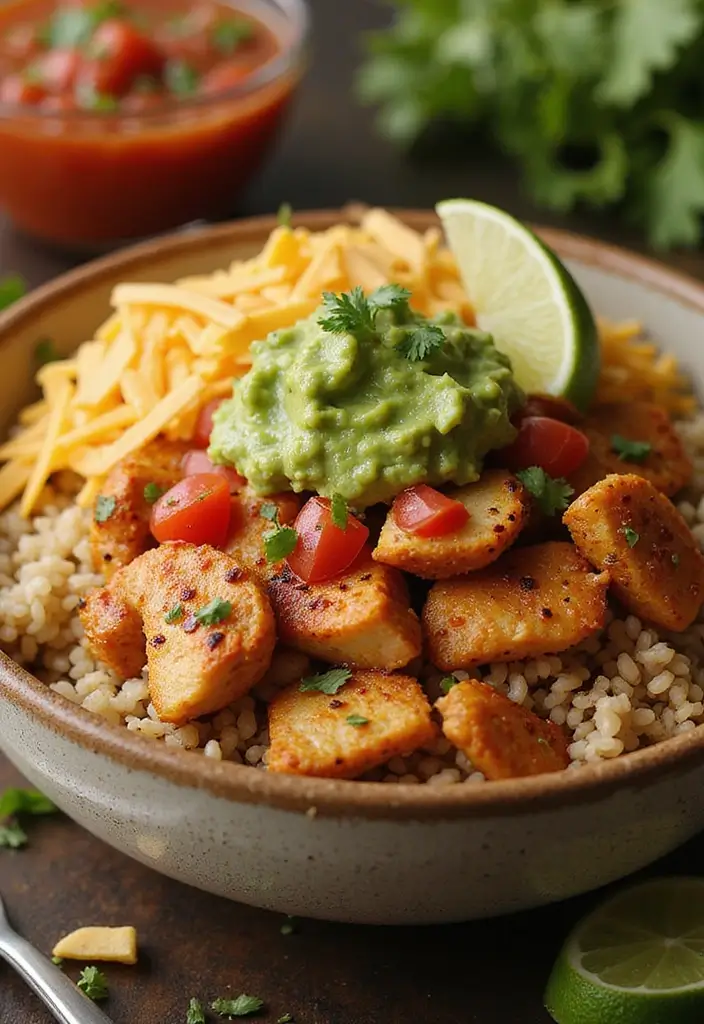 29 Healthy Chicken Burrito Bowl Recipes Full of Protein - 25. Chicken Taco Bowl