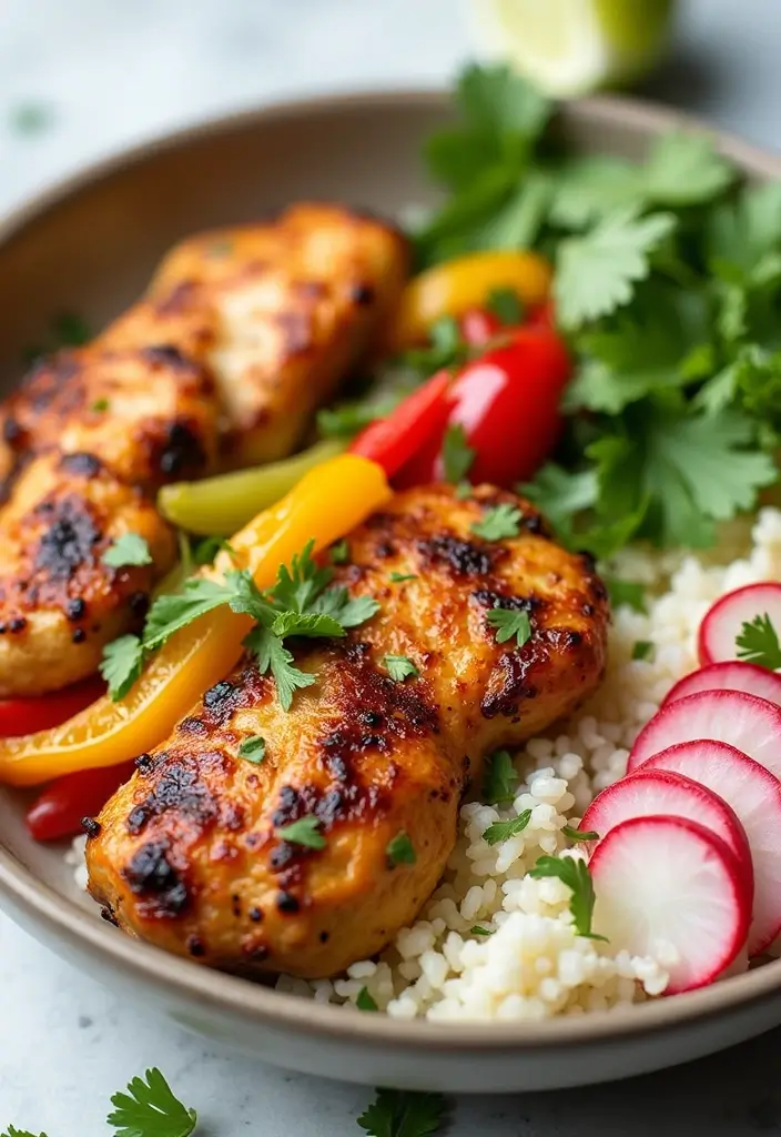 29 Healthy Chicken Burrito Bowl Recipes Full of Protein - 4. Cilantro Lime Chicken Bowl