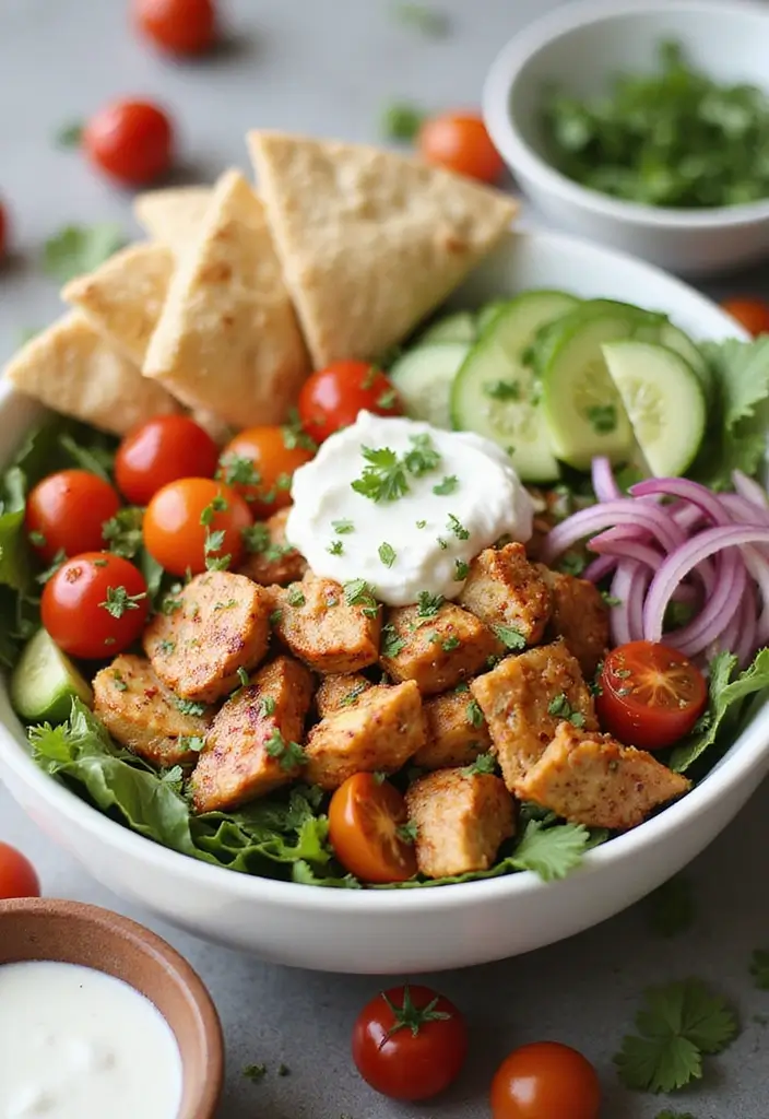 29 Healthy Chicken Burrito Bowl Recipes Full of Protein - 6. Greek Chicken Bowl