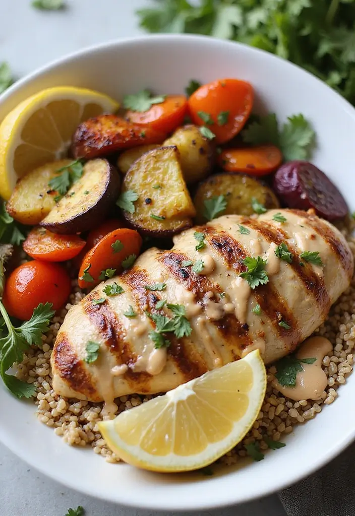 29 Healthy Chicken Burrito Bowl Recipes Full of Protein - 8. Mediterranean Chicken Bowl