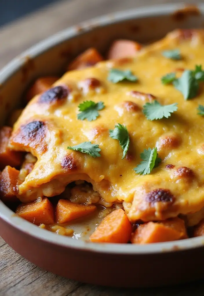 29 Healthy Chicken Enchilada Casserole Recipes That Comfort - 14. Chicken Enchilada Casserole with Sweet Potatoes