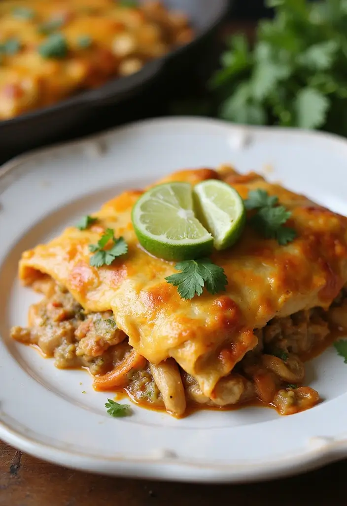 29 Healthy Chicken Enchilada Casserole Recipes That Comfort - 15. Chicken Enchilada Casserole with Pesto