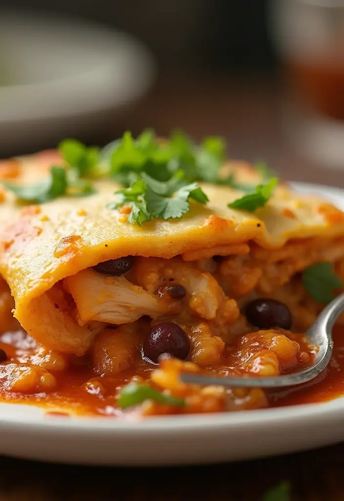 29 Healthy Chicken Enchilada Casserole Recipes That Comfort - 20. Chicken Enchilada Casserole with Beans
