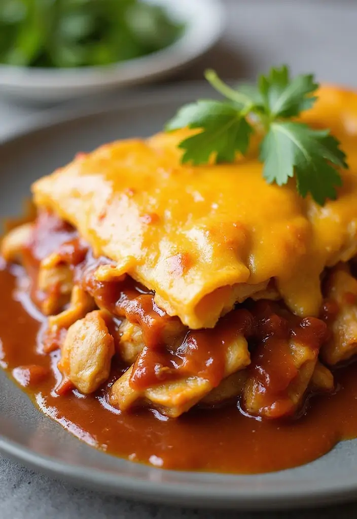 29 Healthy Chicken Enchilada Casserole Recipes That Comfort - 21. BBQ Chicken Enchilada Casserole