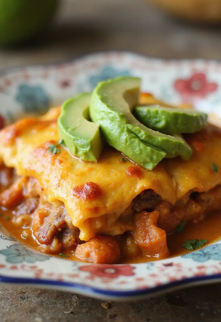 29 Healthy Chicken Enchilada Casserole Recipes That Comfort - 23. Enchilada Casserole with Avocado
