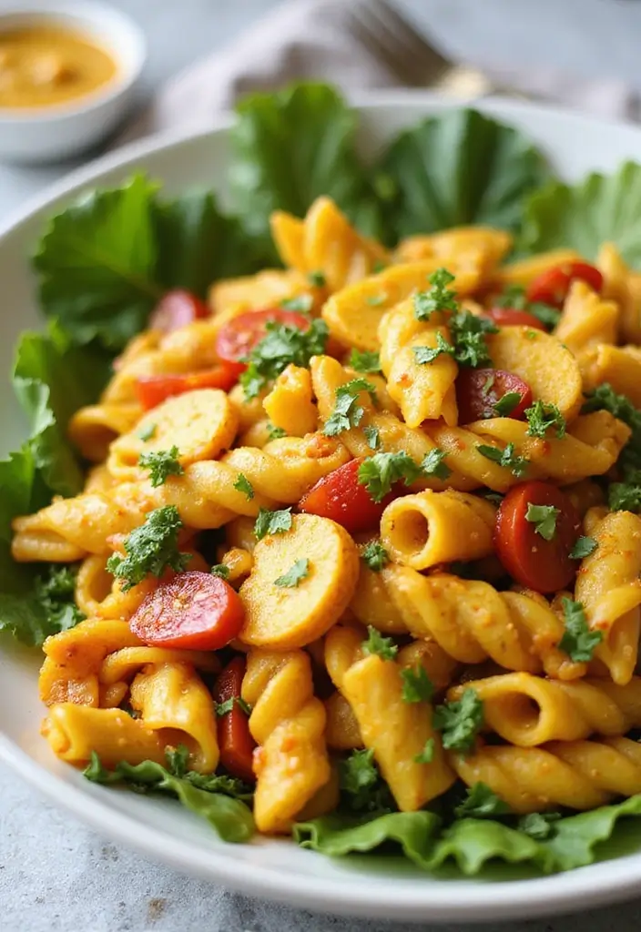 29 Healthy Chicken Pasta Salad Recipes That Taste Amazing - 19. Curry Chicken Pasta Salad