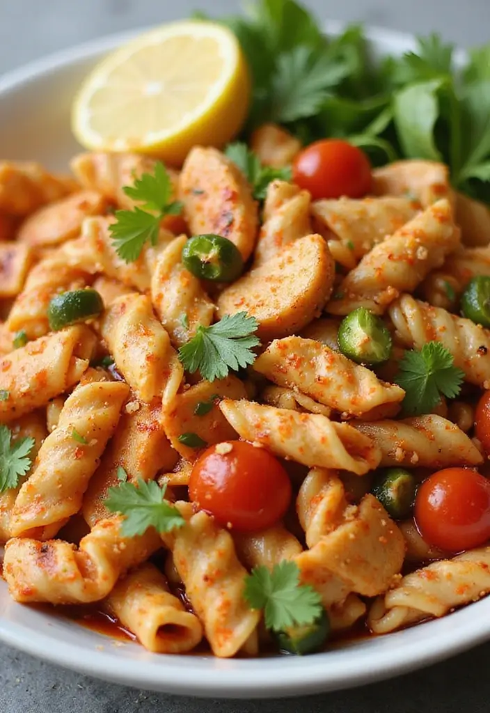 29 Healthy Chicken Pasta Salad Recipes That Taste Amazing - 22. Sriracha Chicken Pasta Salad
