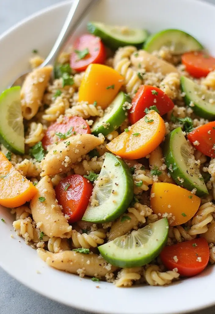 29 Healthy Chicken Pasta Salad Recipes That Taste Amazing - 24. Quinoa Chicken Pasta Salad